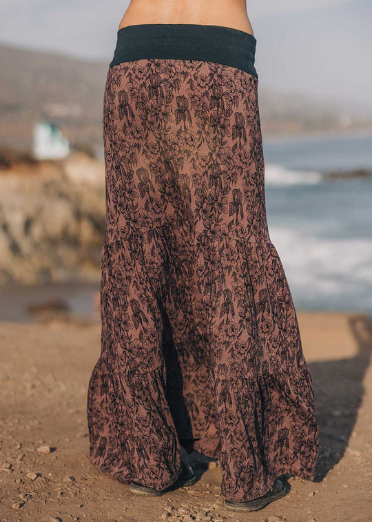 Solana Skirt in Hemp Lyocell - Peony Print