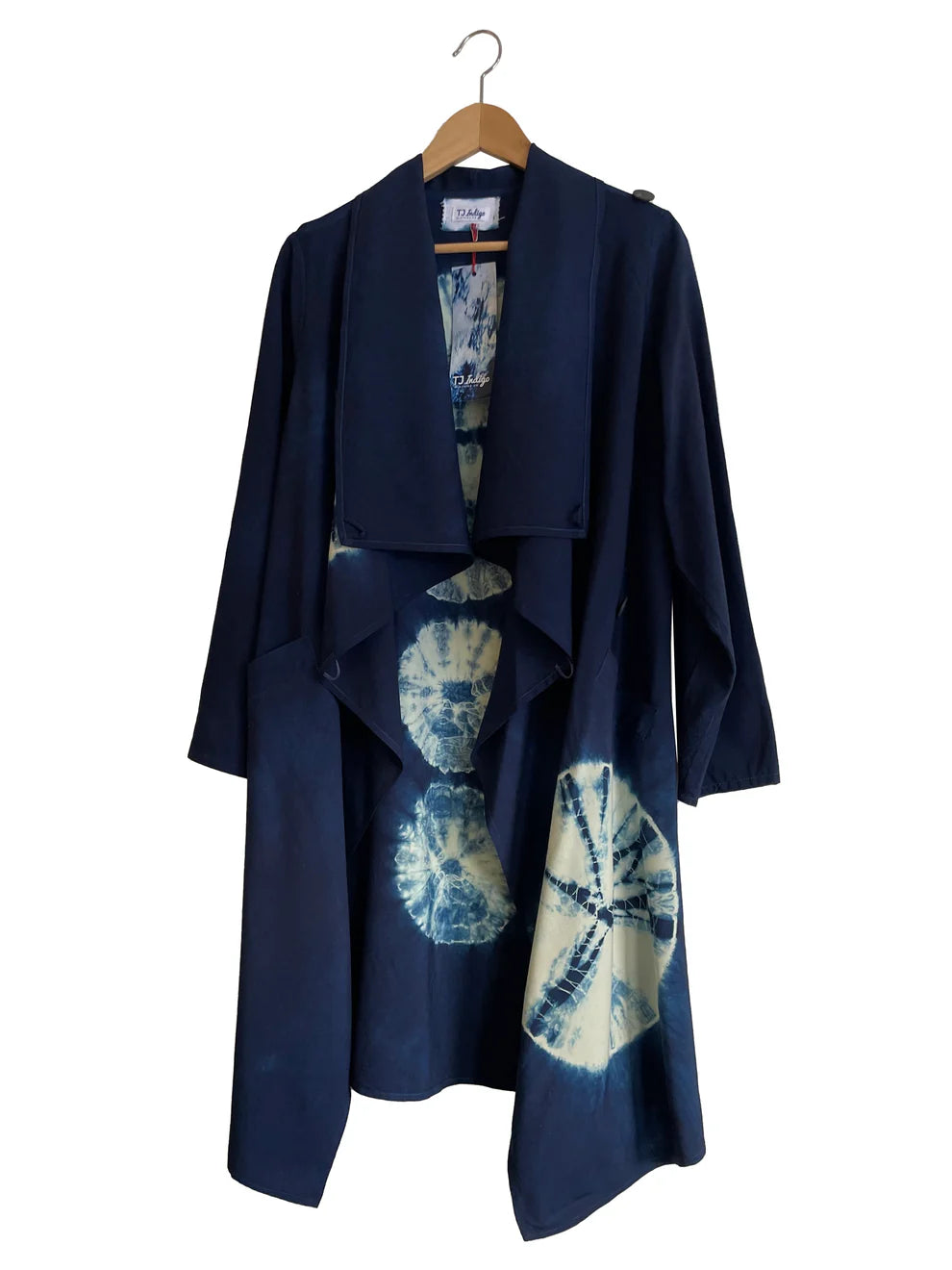 Wool Waterfall Coat with Kumo Shibori