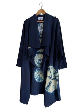 Wool Waterfall Coat with Kumo Shibori