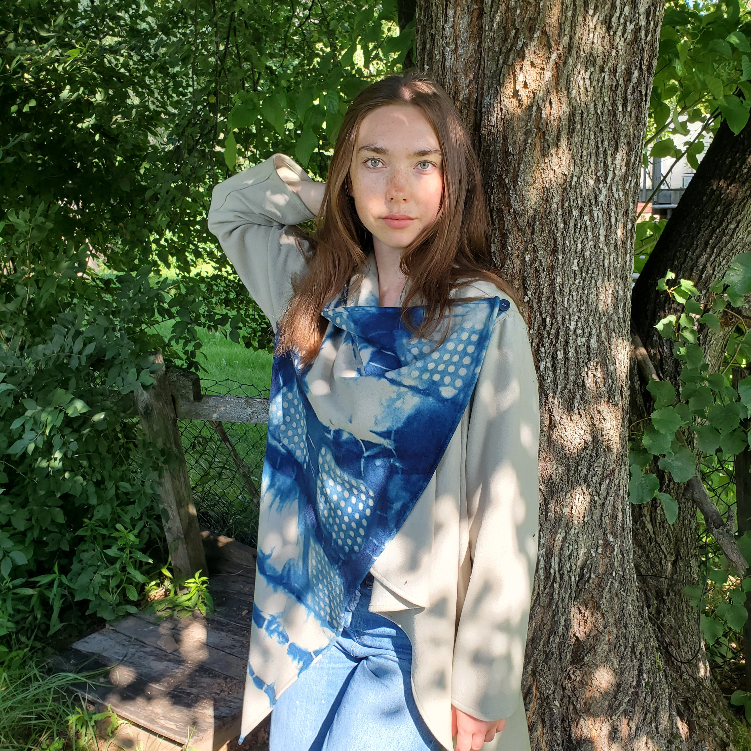 Cashmere & Wool Wraparound Shibori Coat