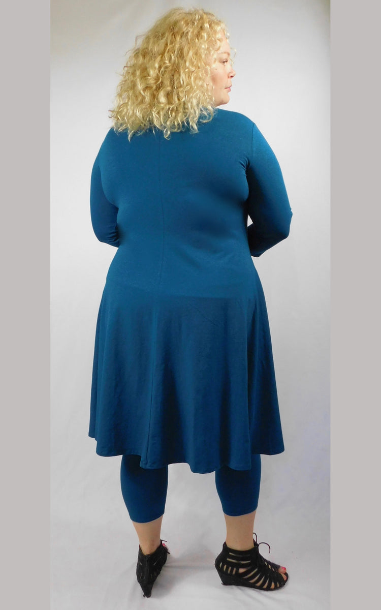Hemp/Organic Cotton Fitted Dress - 3/4 Sleeve in Moroccan Blue