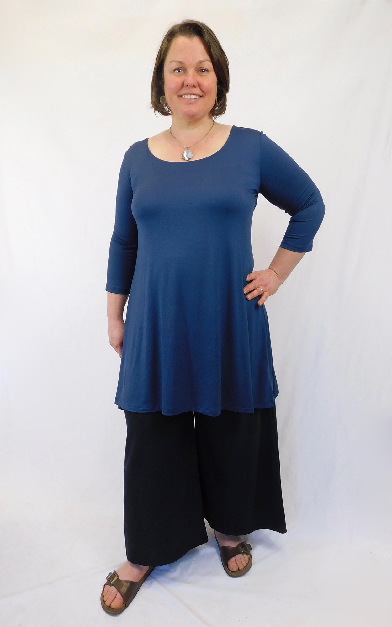 Bamboo Long Tunic Top - Marine Blue - Naturally Canada