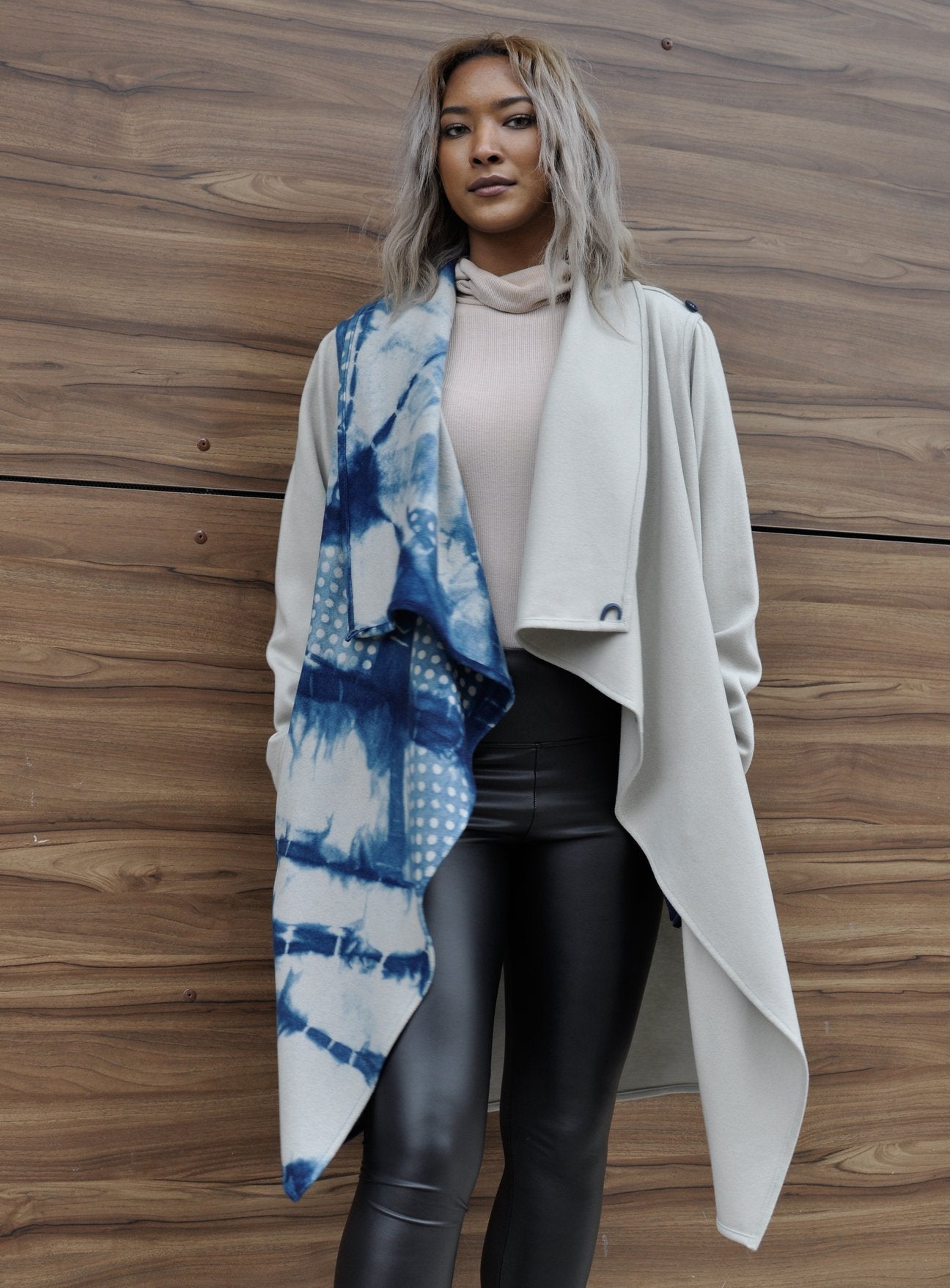 Cashmere & Wool Wraparound Shibori Coat - Naturally Canada