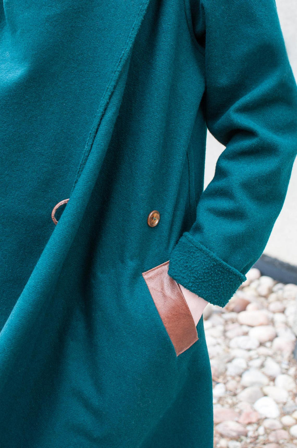 Dark Green Coat w/wraparound Collar