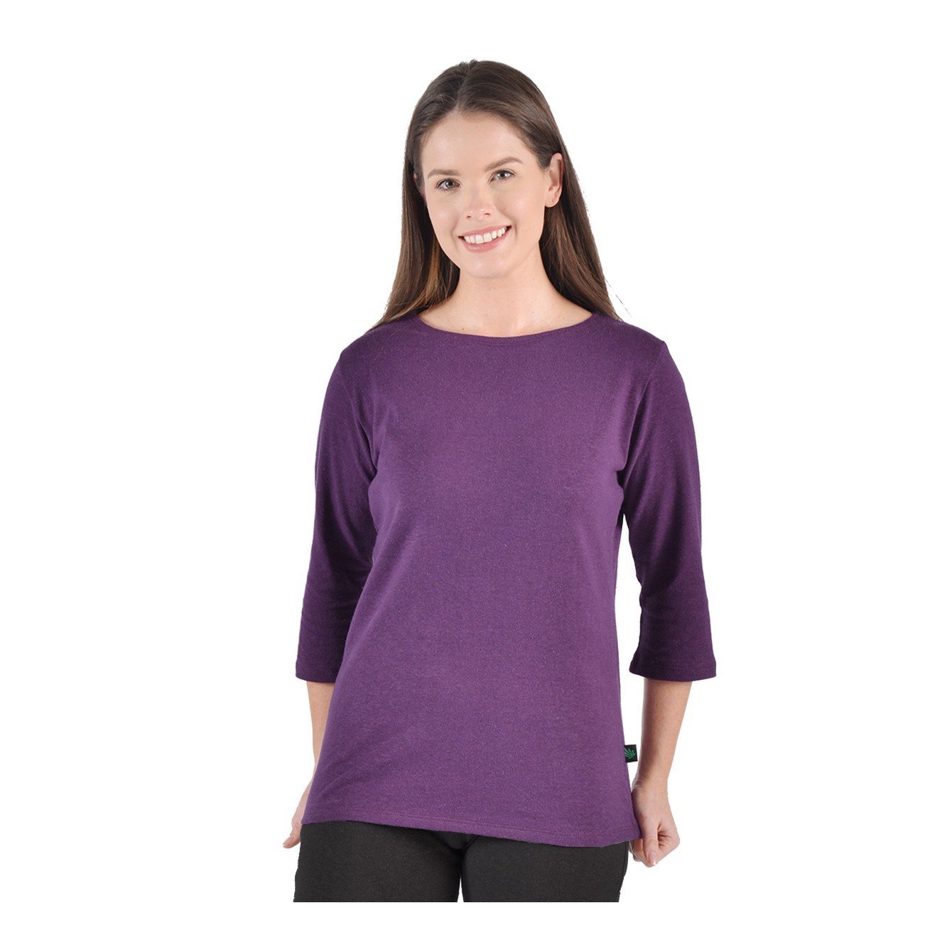 Hemp/Organic Cotton 3/4 Sleeve Boat Neck Top - Naturally Canada