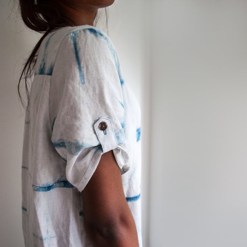 Itajime Linen Shirt Dress with Triangles - Naturally Canada