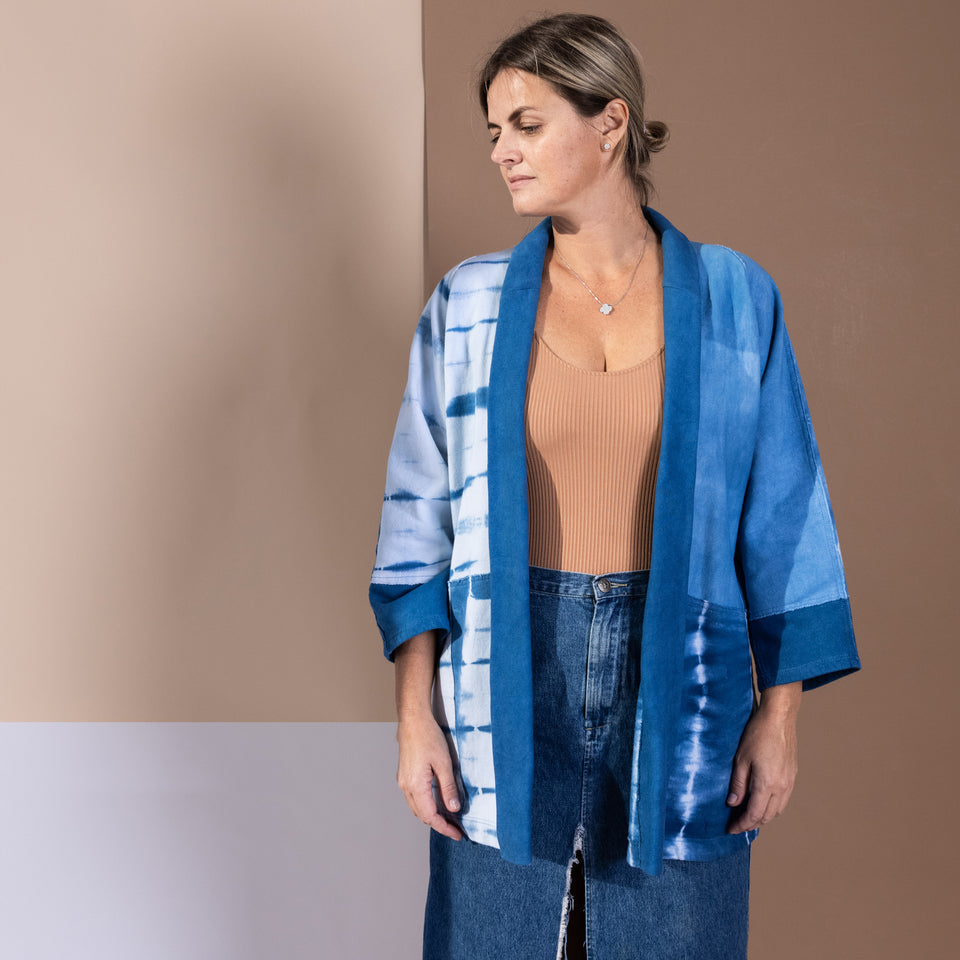 Organic Cotton Patchwork Kimono in High Contrast
