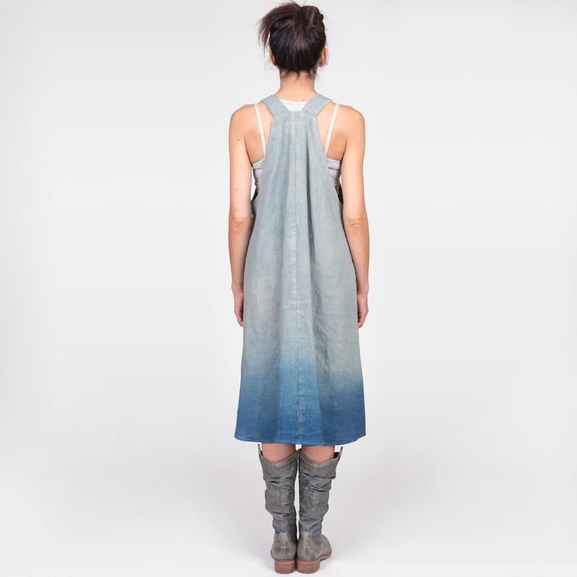 Adrift Denim Francesca Pinafore Dress in Chambray - Cotton, A-Line