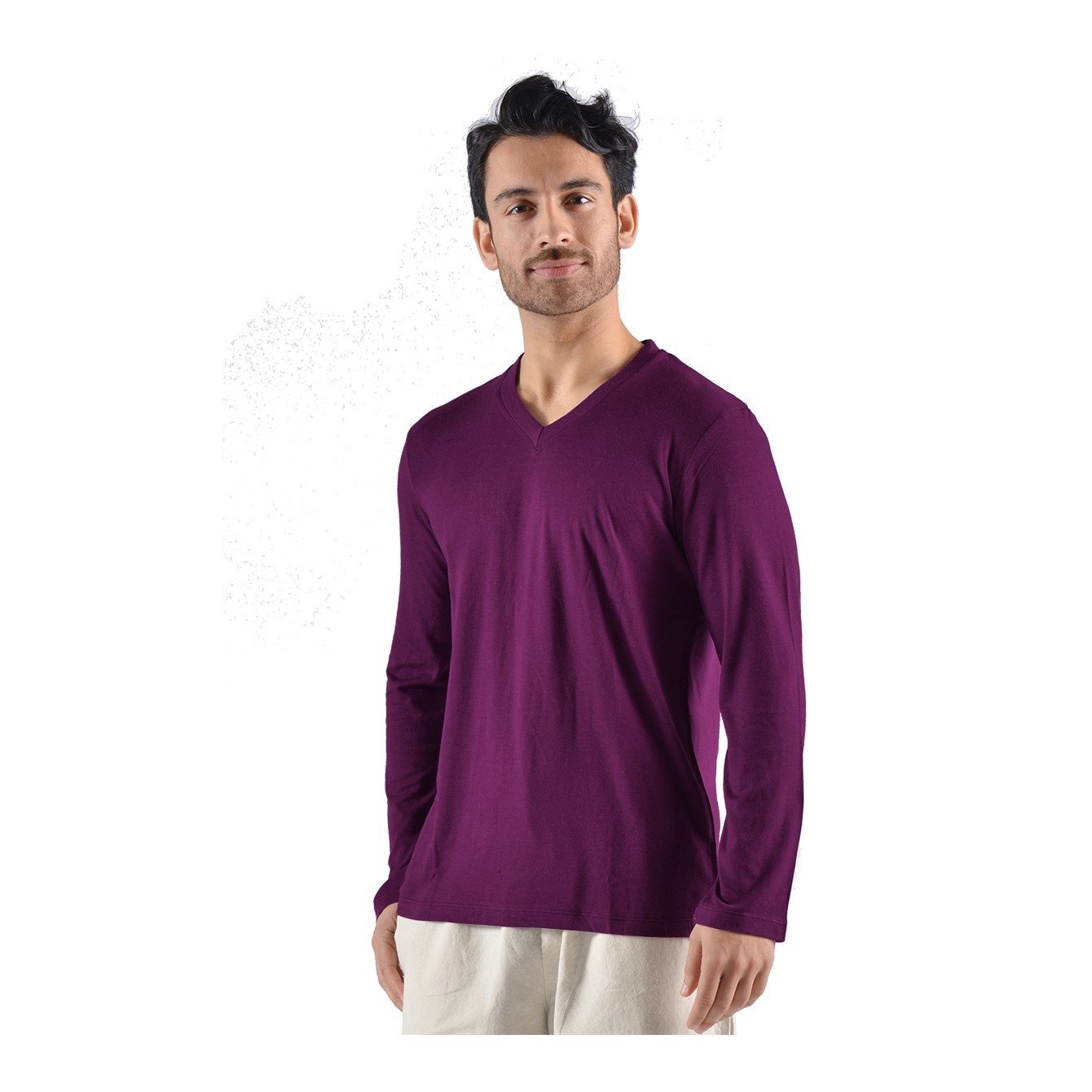 Men's Bamboo/OC Long Sleeve V-Neck T-Shirt - Naturally Canada