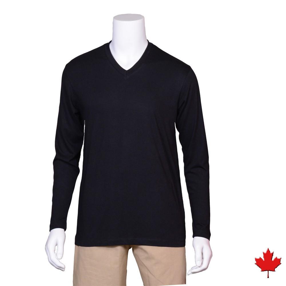 Men's Bamboo/OC Long Sleeve V-Neck T-Shirt - Naturally Canada